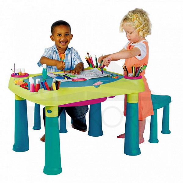 Wielofunkcyjny stół dziecięcy PLAY (niebiesko-zielony)