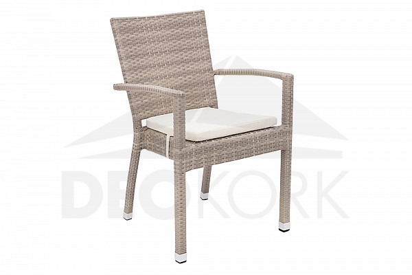 Krzesło ogrodowe rattanowe NAPOLI z tapicerką (szaro-beżowe)