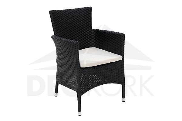 Krzesło rattanowe sztaplowane MODENA z obiciem (czarne)
