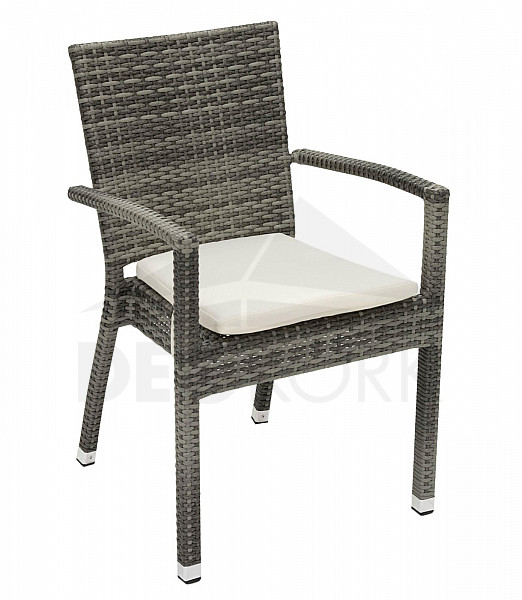 Krzesło ogrodowe rattanowe NAPOLI z tapicerką (szare)