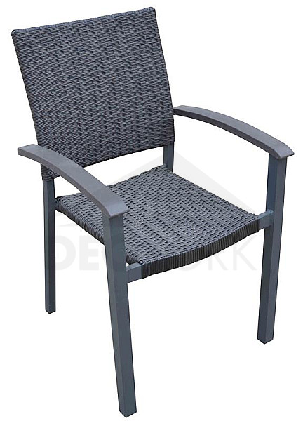 Krzesło ogrodowe rattanowe stałe CALVIN (szare)
