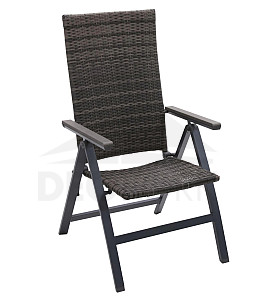 Regulowane krzesło ogrodowe rattanowe CALVIN (szary)