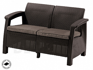 Sofa ogrodowa rattanowa 2-osobowa CORFU LOVE SEAT (brązowa)