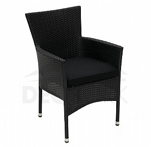 Krzesło rattanowe sztaplowane PALERMO z tapicerką (czarne)