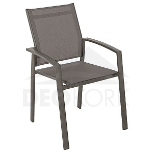 Fotel aluminiowy z tkaniną BERGAMO (szaro-brązowy)