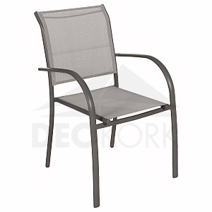 Fotel aluminiowy z tkaniną VALENCIA (szaro-brązowy)