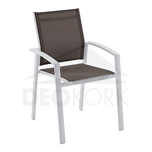 Fotel aluminiowy z tkaniną BERGAMO (biały)