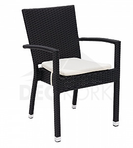 Krzesło ogrodowe rattanowe NAPOLI z tapicerką (czarne)