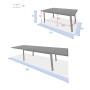Stół aluminiowy ALORA 170/264x101 cm (szarobrązowy)