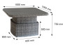 Stół rattanowy wysuwany jadalnia/przechowywanie 100 x 100 cm BORNEO LUXURY (szary)