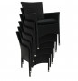 Krzesło rattanowe sztaplowane PALERMO z tapicerką (czarne)